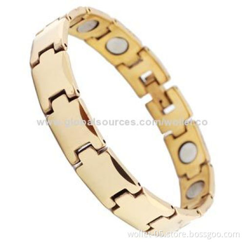 2014 Fashionable Tungsten Bracelet with Magnetic Therapy Function, Gold-plating